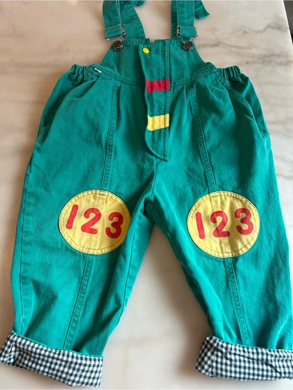 Kids Green Number Patch Overalls